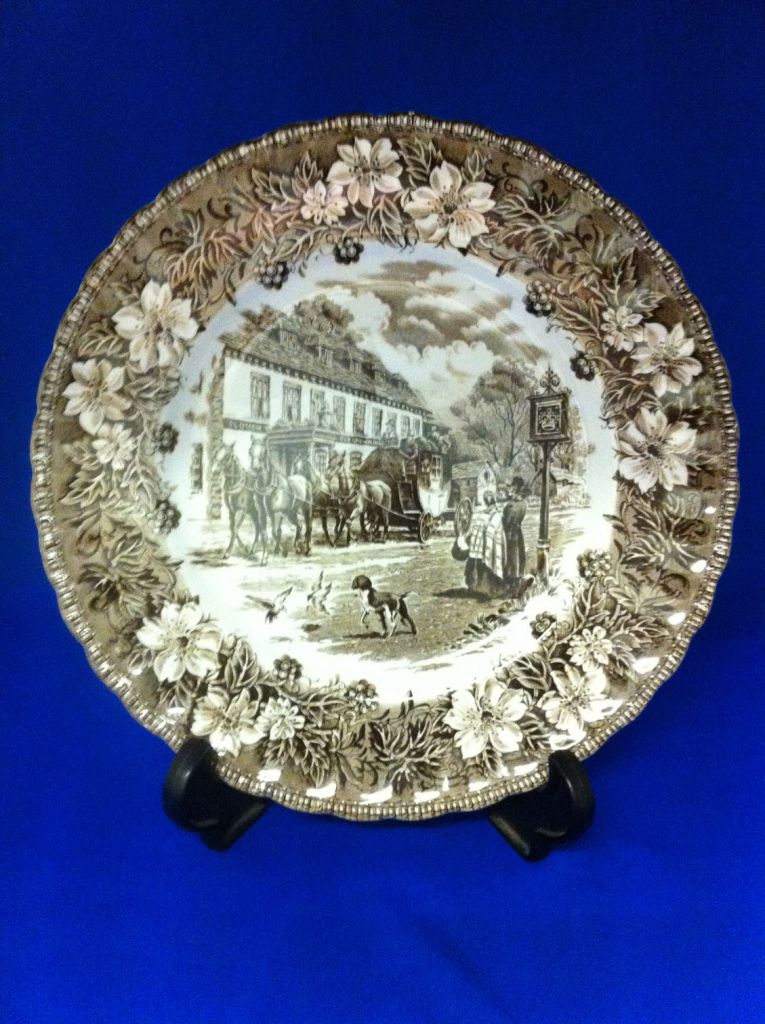 Royal Tudor ware ' Coaching Tavern ' dinner plate /Brown