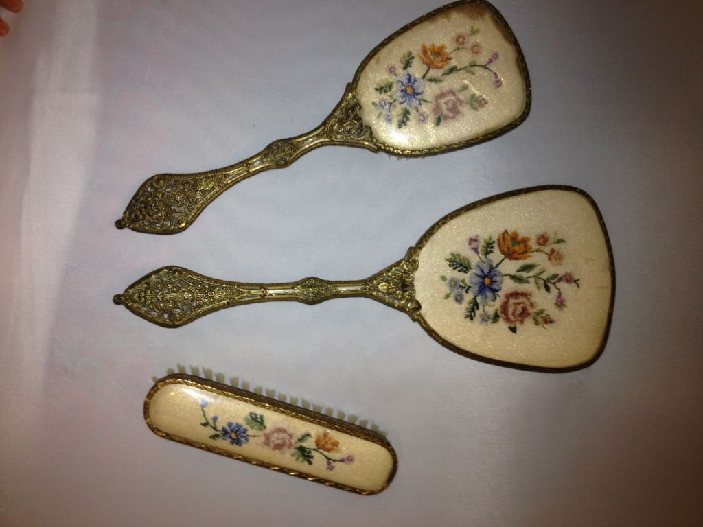 Vintage brass dressing table set