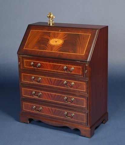 BUREAU WITH SHELL AND HERRINGBONE INLAY - POPULAR REPLICA