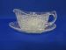 Highly collectable Depression glass gravy boat and tray